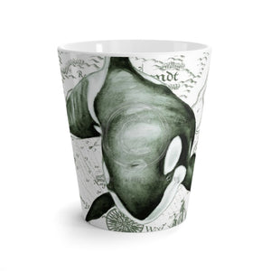 Orca Whale Ancient Green Vintage Map White Latte Mug 12Oz Mug