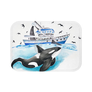 Orca And The Boat Bath Mat Small 24X17 Home Decor