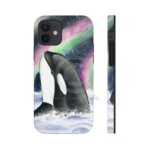 Orca Whale Aurora Borealis Stars Watercolor Case Mate Tough Phone Cases Iphone 12