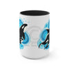 Orca Whale Blue Circles Ink Art Two-Tone Coffee Mugs 15Oz Mug