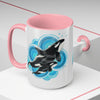 Orca Whale Blue Circles Ink Art Two-Tone Coffee Mugs 15Oz Mug