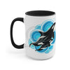 Orca Whale Blue Circles Ink Art Two-Tone Coffee Mugs 15Oz Mug