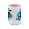 Orca Whale Blue Circles Ink Art Two-Tone Coffee Mugs 15Oz Mug