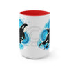 Orca Whale Blue Circles Ink Art Two-Tone Coffee Mugs 15Oz Mug