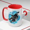 Orca Whale Blue Circles Ink Art Two-Tone Coffee Mugs 15Oz Mug