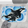 Orca Whale Blue Circles Ink Bath Mat Home Decor