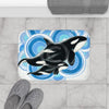 Orca Whale Blue Circles Ink Bath Mat Home Decor