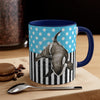 Orca Whale Blue Polka Dot Pinstripe Art Accent Coffee Mug 11Oz