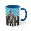 Orca Whale Blue Polka Dot Pinstripe Art Accent Coffee Mug 11Oz /