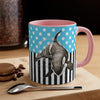 Orca Whale Blue Polka Dot Pinstripe Art Accent Coffee Mug 11Oz