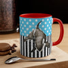 Orca Whale Blue Polka Dot Pinstripe Art Accent Coffee Mug 11Oz