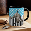 Orca Whale Blue Polka Dot Pinstripe Art Accent Coffee Mug 11Oz