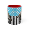 Orca Whale Blue Polka Dot Pinstripe Art Accent Coffee Mug 11Oz Red /
