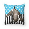 Orca Whale Blue Polka Dot Watercolor Art Square Pillow 14X14 Home Decor