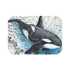 Orca Whale Blue Watercolor Vintage Map Art Bath Mat 24 × 17 Home Decor