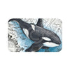Orca Whale Blue Watercolor Vintage Map Art Bath Mat 34 × 21 Home Decor