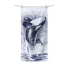 Orca Whale Breaching Blue Watercolor Art Polycotton Towel Bath 30X60 Home Decor
