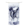 Orca Whale Breaching Blue Watercolor Art Polycotton Towel Beach 36X72 Home Decor
