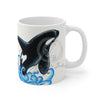 Orca Whale Breaching Dots Ink Art Mug 11Oz
