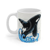 Orca Whale Breaching Dots Ink Art Mug 11Oz