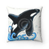 Orca Whale Breaching Dots Ink Art Square Pillow Home Decor