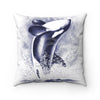 Orca Whale Breaching Purple Blue Watercolor Square Pillow Home Decor