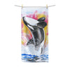 Orca Whale Breaching Rainbow Watercolor Art Polycotton Towel Bath 30X60 Home Decor