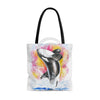 Orca Whale Breaching Rainbow Watercolor Tote Bag Large Bags