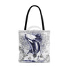 Orca Whale Breaching Vintage Map Purple Blue Tote Bag Large Bags