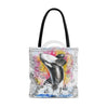 Orca Whale Breaching Vintage Map Ranbow Watercolor Tote Bag Large Bags