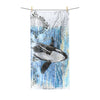Orca Whale Breaching Vintage Map Watercolor Art Polycotton Towel Bath 30X60 Home Decor