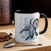 Orca Whale Compass Vintage Map Blue On White Art Accent Coffee Mug 11Oz
