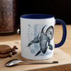 Orca Whale Compass Vintage Map Blue On White Art Accent Coffee Mug 11Oz