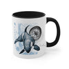 Orca Whale Compass Vintage Map Blue On White Art Accent Coffee Mug 11Oz