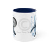Orca Whale Compass Vintage Map Blue On White Art Accent Coffee Mug 11Oz Navy /