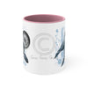 Orca Whale Compass Vintage Map Blue On White Art Accent Coffee Mug 11Oz Pink /
