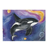 Orca Whale Cosmic Galaxy Watercolor Art Velveteen Plush Blanket 30 × 40 All Over Prints