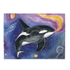 Orca Whale Cosmic Galaxy Watercolor Art Velveteen Plush Blanket 60 × 80 All Over Prints
