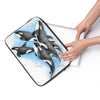 Orca Whale Family Blue Watercolor Ink Laptop Sleeve