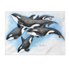Orca Whale Family Pod Watercolor Art Velveteen Plush Blanket 30 × 40 All Over Prints