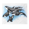 Orca Whale Family Pod Watercolor Art Velveteen Plush Blanket 50 × 60 All Over Prints