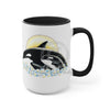 Orca Whale Family Sun Surf Ink Art Two-Tone Coffee Mugs 15Oz / Black Mug