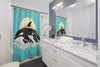Orca Whale Family Teal Chic Shower Curtain Home Decor