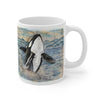 Orca Whale Grunge Vintage Map Watercolor Art Mug 11Oz