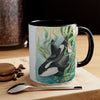 Orca Whale In Kelp Watercolor Art Accent Coffee Mug 11Oz