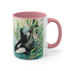 Orca Whale In Kelp Watercolor Art Accent Coffee Mug 11Oz
