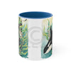Orca Whale In Kelp Watercolor Art Accent Coffee Mug 11Oz Blue /