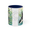 Orca Whale In Kelp Watercolor Art Accent Coffee Mug 11Oz Navy /