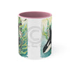 Orca Whale In Kelp Watercolor Art Accent Coffee Mug 11Oz Pink /