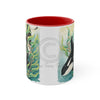 Orca Whale In Kelp Watercolor Art Accent Coffee Mug 11Oz Red /